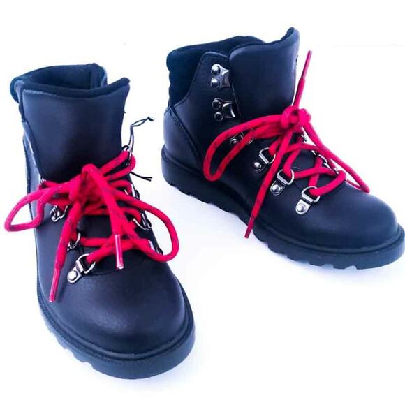 New SOREL ANKLE BOOTS YOUTH MADSON HIKER WATERPROOF BLACK BOYS Size 1 Leather - Picture 1 of 6